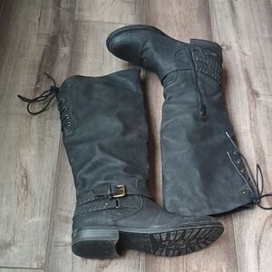 XOXO Charcoal Lace-Up Boots for Women